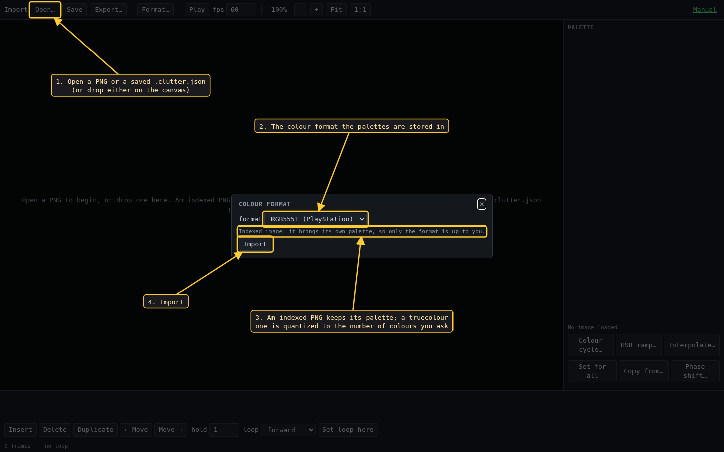 the format dialog shown on import