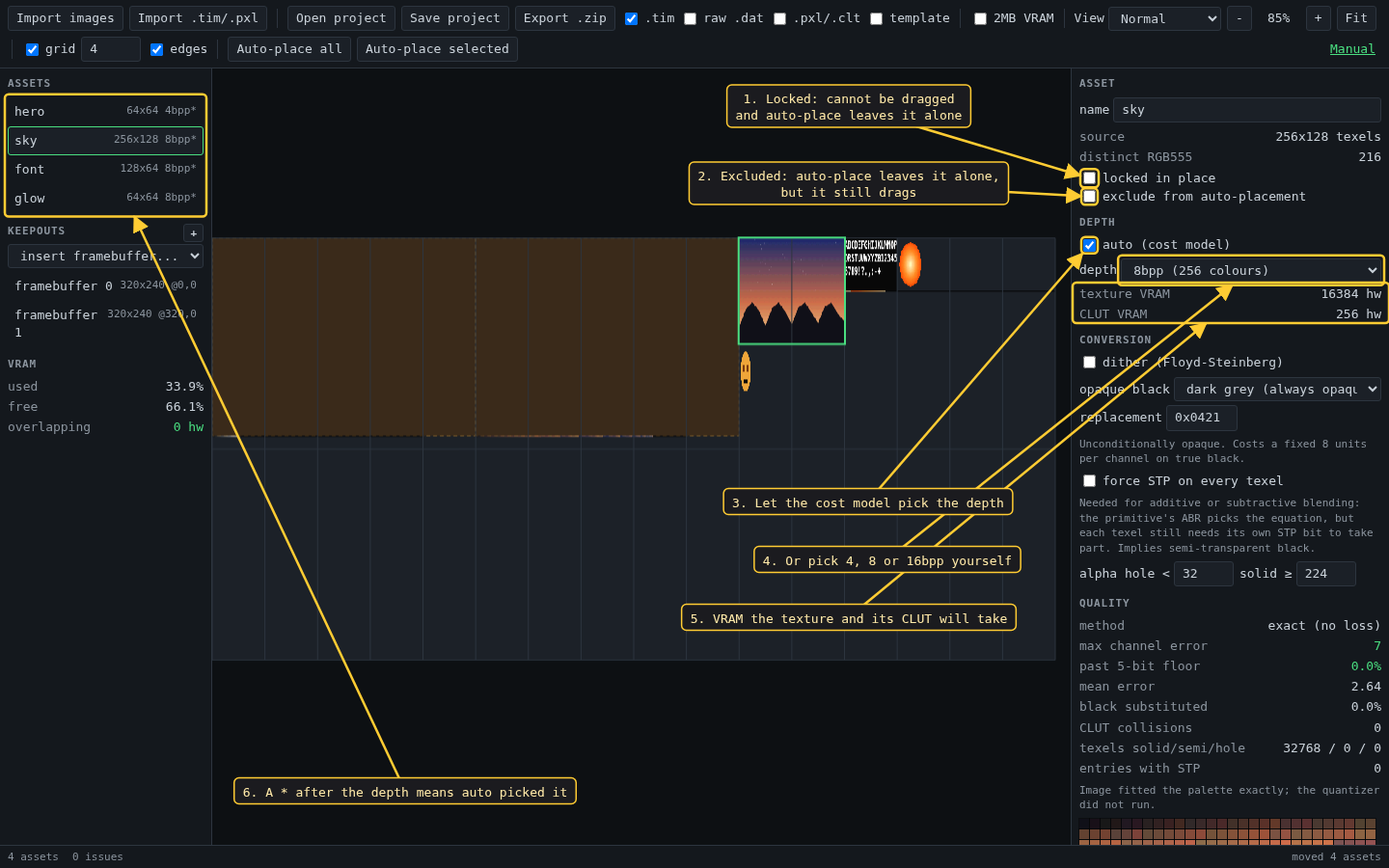 the depth section of the inspector