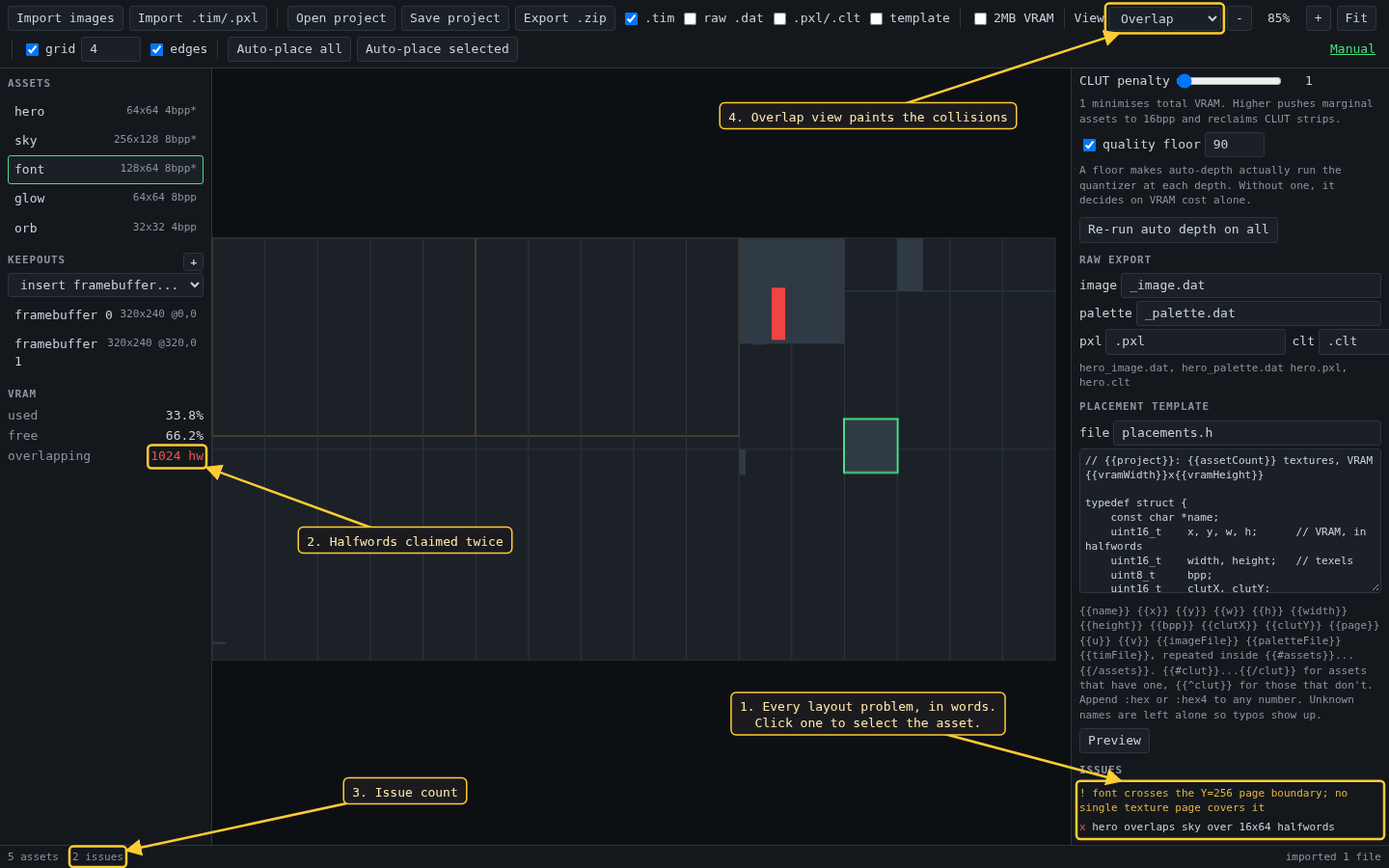 two layout issues in overlap view